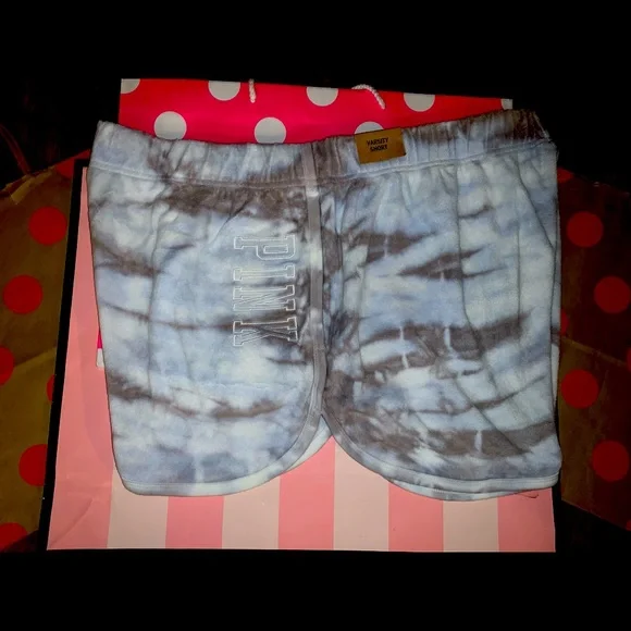 NEW VS PINK Artic Ice Grey Oasis Tie Dye Varsity Terry Logo